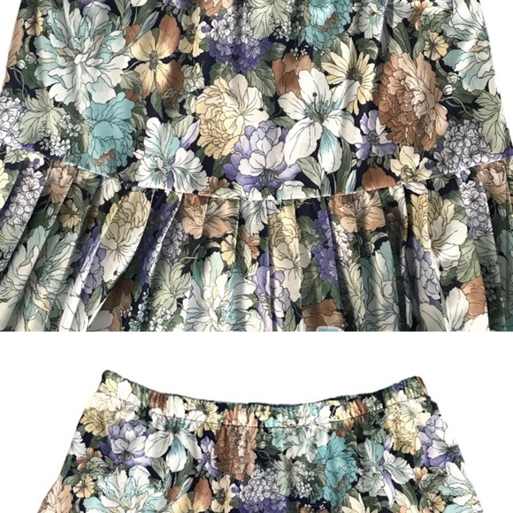 Vintage Midi Drop Waist Pleated Floral Print Skirt Size 14 - Picture 4 of 4